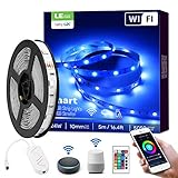 LE Smart LED Strip 5M, RGB LED Streifen Wifi, Wlan LED Band, Superhell 5050 Selbstklebend Lichtband, [nur 2.4GHz]Lichterkette Leiste mit Fernbedienung, Kompatibel mit Alexa, App, Google Home, IP20