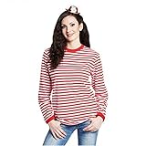 Ringelshirt Langarm rot-weiß gestreift Unisex Pullover Oberteil Shirt Karneval (S)