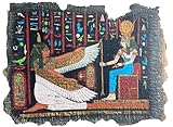 Ägyptischer- Authentischer- Handgemalter-Schwarz gefärbter Papyrus_ 40x30cm (Papyrus Isis mit ihrer Hörnerkrone)