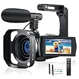 Videokamera 2.7K Full HD Camcorder 30FPS 30MP IR Nachtsicht Videokamera 3.0 Zoll LCD Flip Screen Vlogging Kamera mit Mikrofon und Gegenlichtb