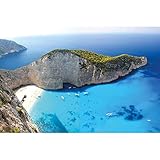 GREAT ART® Poster – Zakynthos – Ionische Inseln Griechenland Greece Beach Navagio Bucht Bay Tropischer Strand mit Schiffswrack Islands Dekoration Wandbild Din A2 (42 x 59,4 cm)