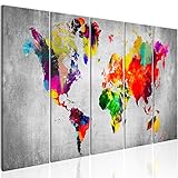 murando - Bilder Weltkarte 200x80 cm Vlies Leinwandbild 5 Teilig Kunstdruck modern Wandbilder XXL Wanddekoration Design Wand Bild - Abstrakt bunt Landkarte Reise k-A-0236-b