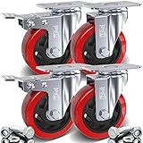 4 x Heavy Duty doppelt Kugellager gebremste Lenkrolle 100 mm Gummi Rad Trolley Caster 700 kg