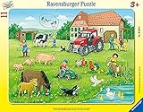 Ravensburger Kinderpuzzle - 05024 Sommertag auf dem Bauernhof - Rahmenpuzzle für Kinder ab 3 Jahren, mit 11 T