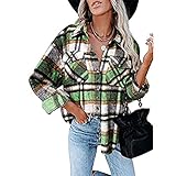 DeaAmyGline Karierte Bluse Damen Hemdjacke Langarm Karo Hemd Jacke Hemdbluse Oversize Holzfällerjacke Urbaner Stil Freizeithemd Kariert Herb
