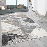 Paco Home Teppich Wohnzimmer Kurzflor Vintage Design Abstraktes Muster Pastell Grau Beige, Grösse:160x230