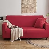 Sofaschoner, Stretch Rutschfeste Sofaüberzüge Für 2 Oder 3 Oder 4 Sitze, Gesteppte Sofa Bezug, 1 Stück Volle Deckung Sofahusse Sofaüberwürfe,Red-190-230