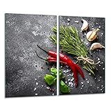 TMK | Herdabdeckplatten 2 Teilig 2x30x52 cm Ceranfeldabdeckung Küche Elektroherd Induktion Herdschutz Spritzschutz Glasplatte Schneidebrett Gewü