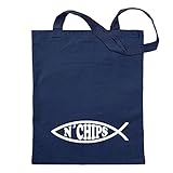 Kiwistar Fish N Chips Fisch Tragetasche Baumwolltasche Stoffbeutel Umhängetasche Langer Henk