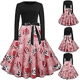 TTLOVE Kleider Damen Mode Kostüm Hausfrau Langarm Lässigmit Weihnachten Print Kleid Karneval Festival Kostüm Party Abendk