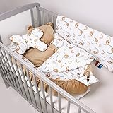 PaLulli 5-TLG Baby Ausstattung-Set Kuschelnest Babynest 100x55cm herausnehmbarer Baby-Matratze, Kuscheldecke Flachkissen Babybett 100% Baumwolle Hypoallergisch Für 0-8 Monate (Do-Nothing)