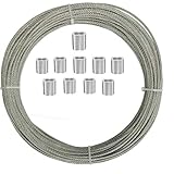 304 Edelstahl-Drahtseil, 304, für Deck-Kabelgeländer, 30 m, mit 10 Aluminium-Crimp