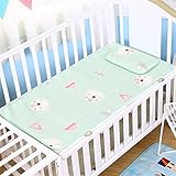 GIBZ Spannbetttuch für Babybett Kinderbett Baby Matratzenschoner Spannbettlaken Atmungsaktiv Bettlaken Baby Bettwäsche mit Babykissen, grüner Bär, 65x120