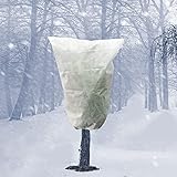 FONDUO Pflanzensack für Kübelpflanzen mit Kordelzug, Green Winterschutz| Winterschutz für Pflanzen, Weihnachtsdeko Kübelpflanzensack Frostschutz VliesSchutzhülle für kaltes Wetter (Weiß-80 * 100CM)