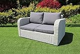 ADHW Lounge Sessel 2er Lounge Sofa Eierschalenweiß Polyrattan Gartenmöbel Couch G