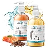 Ida Plus – Lachsöl & Leinöl Set für Pferde, Hunde und Katzen 2X 500 ml – mit ungesättigten Fettsäuren Omega 3, 6 & 9 & Vitamin D - kaltgepresst – Barf – optimal im Fellw