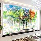 Nordic handbemalte abstrakte Retro-Waldbäume Tapete Wohnzimmer Computer Hintergrundbild nahtlose benutzerdefinierte Wand Leinwand-200cmx140
