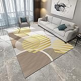 Kunsen Teppich Muster Moderner minimalistischer Wohnzimmerteppich mit abstraktem geometrischem Schlafzimmer Rug Gelb 6ft 7''X9ft 10'' esszimmerteppiche Haushaltsteppich200X300CM