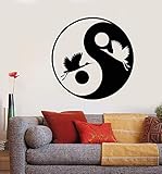 Wandtattoo Wohnzimmer Schlafzimmer Wohnkultur japanische asiatische Vogel Storch Yin und Yang Symbol Aufkleber Kunst Wandbild A1 57x57
