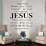 Wandaufkleber Jesus Name Gott Messias Worte Wandaufkleber Schlafzimmer Wohnzimmer Jesus Lord Religion Schriftzug Wandtattoo Küche Vinyl Dekor 65X56Cm Größe kann angepasst w