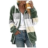 PAOLIAN Fleecejacke Damen Teddyfleece Sweatjacke Plüschjacke Lässig Outwear Mantel Plüsch Hooded Sweatshirt Jacke Oversized Herbstmantel Plüschmantel Fleecemantel Teddy