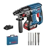 Bosch Professional 18V System Akku Bohrhammer GBH 18V-20 (max. Bohr-Ø in Beton: 20 mm, inkl. 1x4,0 Ah Akku + Ladegerät, 6tlg. Bohr-Meißel-Set, im Koffer) - Amazon E