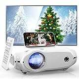 Mini Beamer 7000 LUX 1080P Full HD Unterstützt, 200' LED Video-Beamer für Handy, Heimkino Projektor kompatibel mit HDMI USB TV Stick VGA AV und iOS/Android, Ideales Weihnachtsgeschenke (Weiß)