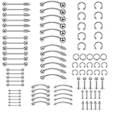 Comius Sharp 85 Stück Mixed Edelstahl Piercing Schmuck Zunge Lippe Augenbraue Nase Nieten Bauchring Für Männer Frauen Preiswert und Langlebig Verschiedene Größen V