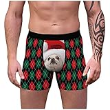 Yiartion Boxershorts Weihnachten Herren Stretch Slim Unterhosen Weich 3D Bedrucken Unterwäsche Lustiges Xmas Trunks Geschenk für Men Freund Valentinstag Geburtstag Weihnachten Bequem Viele Größ