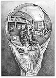 HHLSS Kunstposter 30x50cm ohne Rahmen Hand mit reflektierender Kugel von MC Escher Meister der Illusion Poster Wohnzimmer Wohnk