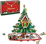 MOMAMOM Weihnachtsbaustein, 2126 Teile 2021 Weihnachtsbaumhaus Zug Architektur Hausbaukasten, modulares Bauen kompatibel mit Lego C