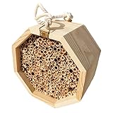 PW TOOLS Insektenhotel, Nisthilfe für Wildbienen, Garten, Balkon, Bienenhotel zum Aufhängen, HBT: 15 x 15 x 9 cm, N