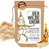 Der wilde Gnom 25 große Kaminanzünder - zünden schnell - Brennen stark & sauber - Holzwolle mit viel Wachs - Handarbeit aus der Eifel - 25 Bio Ofenanzünder in Papiertüte - Öko Kohlenanzü