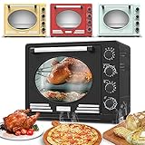 Turbotronic/Retro Minibackofen mit Umluft / 35l / schwarz, rot, blau, beige / 1600W, Mini Backofen mit Timer, Pizzaofen, Grill (RED)