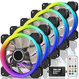 EZDIY-FAB RGB Lüfter 120mm,RGB LED PC Gehäuselüfter High Airflow,mit Controller und Hub -5 Pack