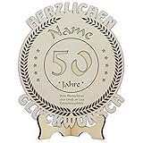 Namofactur Geburtstagsschild Geschenke Männer Mann Frau für den 50 Geburtstag Jahrestag Herzlichen Glückwunsch 18. 20. 30. 40. 50. 60. Dekoration Party Holz-S