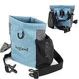 Hotgirlhot Futterbeutel für Hunde,Hunde Leckerlitasche Snack Bag mit Clip & Verfügbares Tasche Schultergurt für Hundetraining und Ausbildung - Wasserfest und Abwaschbar,18 * 19CM/7 * 7.4 Zoll (Blau)