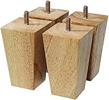 Plattenständerbeine, 4 Massivholzmöbelbeine Quadratische Ersatzfüße, DIY Sofabeine Ersatzmöbelfüße(Color:wood,Size:12cm)