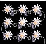 Novaliv Weihnachtsstern Dekostern | 8cm Sterne 8m Länge | 9er Sternenkette WEISS | Innen und Aussen | LED mit Schuko Stecker | Weihnachtsdeko Stern b