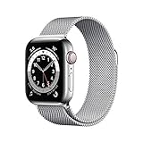 Apple Watch Series 6 GPS + Cellular, 40mm Silver Stainless Steel Case with Silver Milanese Loop (Renewed)