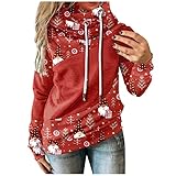 Weihnachten Winter Angebote Langarmshirt Damen Uni Damen Oberteil mit Kette Long Pullover for Women Weekend Strohhut giubilo t Shirt Damen Sommer Boho Pullover Fake Turtleneck hemdbluse Damen weiß