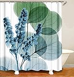 M&W DasDesign Duschvorhang Natur Pflanzen Badezimmer grüne Textil Vorhang Antischimmel-Effekt Blumen waschbar Shower Curtain Blätter Badewanne inkl. 12 C-Ringe Gewicht unten 180x200cm (BxH)