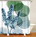 M&W DasDesign Duschvorhang Natur Pflanzen Badezimmer grüne Textil Vorhang Antischimmel-Effekt Blumen waschbar Shower Curtain Blätter Badewanne inkl. 12 C-Ringe Gewicht unten 180x200cm (BxH)
