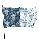Kontrastfarbe Quallen Wasserpflanzen Flagge 3x5ft Flagge, Polyester Garten Flagge Banner für Outdoor Indoor Home D