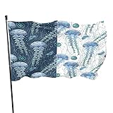 Kontrastfarbe Quallen Wasserpflanzen Flagge 3x5ft Flagge, Polyester Garten Flagge Banner für Outdoor Indoor Home D