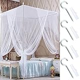 WANTOUTH Moskitonetz Bett Mückennetz Doppelbett Feinmaschiges Fliegennetz Größes 210(L) x 190(B) x 240cm(H) Insektennetz Netz Bett Weiß Moskitoschutz für Doppelb