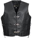 Herren Lederweste Weste Kutte Leder Biker Rocker Motorrad Clubweste schwarz Gr XXL