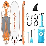 Exprotrek Stand Up Paddling Board, aufblasbares SUP Board, Stand Up Paddle Board Set, 6 Zoll dick für alle Schwierigkeitsgrade mit Aluminiumpaddel und komplettem Zubehö