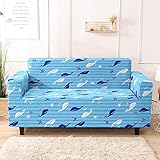 Highdi Sofabezug Sofaüberwürfe für 1/2/3/4 Sitzer, Karikatur Wal Armlehnen Sofa Cover Elastisch Spandex Stretch Antirutsch Sofa Cover Sofahusse Couchbezug Möbelschutz (Blaue Koralle,3 Sitzer)