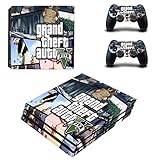 PS4 Pro Grand Theft Auto 5 (GTA5) Konsolen-Skin, Decal, Vinyl, Aufkleber, Faceplate - Konsole und 2 Controller - Schutzhülle für PlayStation 4 PRO